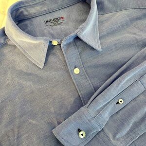 UNTUCKit XL slim fit LS Mens Light Blue shirt 100% cotton waffle weave